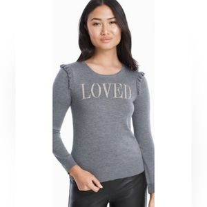 White House Black Market Ruffle Sleeve Loved Sweater Small